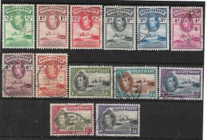 GOLD COAST 1938 - 1943 SET SG 120a/132 FINE USED Cat £80