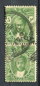 ZANZIBAR; 1921 early Sultan issue fine used 3c. Pair