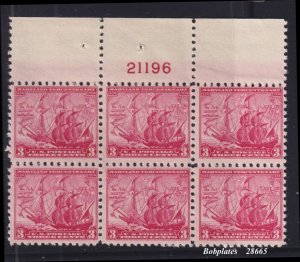 BOBPLATES US #736 Ark and Dove Top Plate Block 21196 F-VF MNH SCV=$9.5