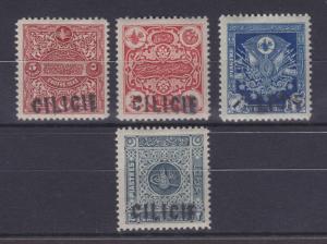 Cilicia Sc J1-J4 MLH. 1919 Large Cilicie ovpts on 1914 Postage Dues of Turkey