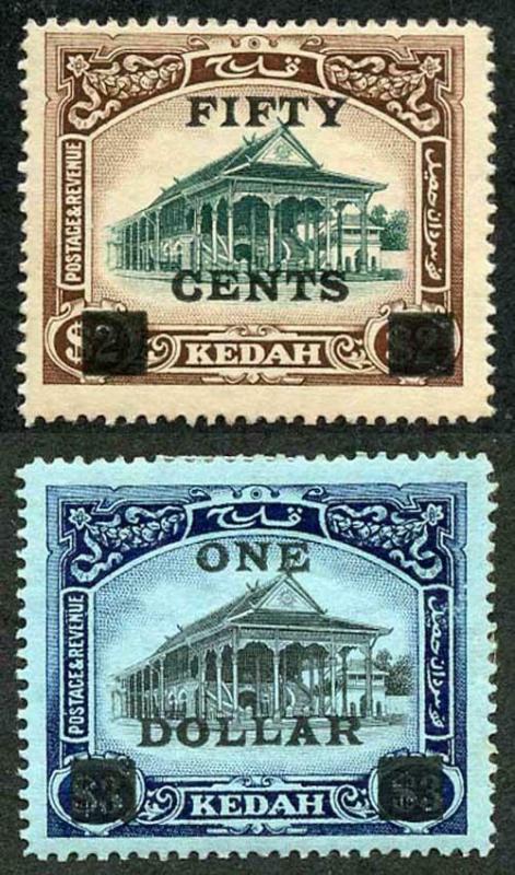 Kedah SG24/5 50c on 2 dollar and 1 dollar on 3 dollars M/Mint