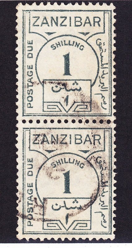 Zanzibar J23 Used 1936 1sh Gray Postage Due Pair Scv $75.00 Very Fine