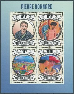 Burundi 2013 MNH Art Stamps Pierre Bonnard Paintings French Painter 4v M/S