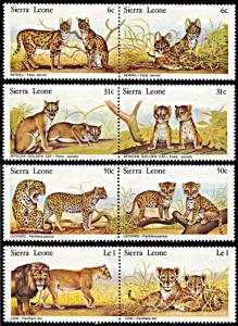 Sierra Leone 497-504, MNH, Wild Cats and their Kittens, attached pairs