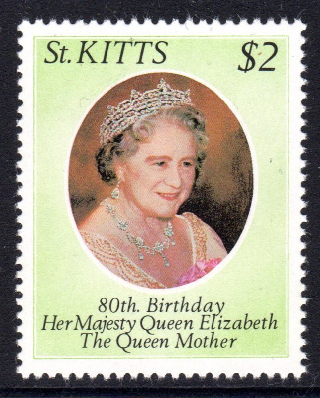 St.Kitts 1980 Sc#44 QUEEN MOTHER 80th.BIRTHDAY Single MNH