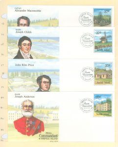 Norfolk Island  1987 4 different Postal Stationery U/A FDCS. Convict Commandants.