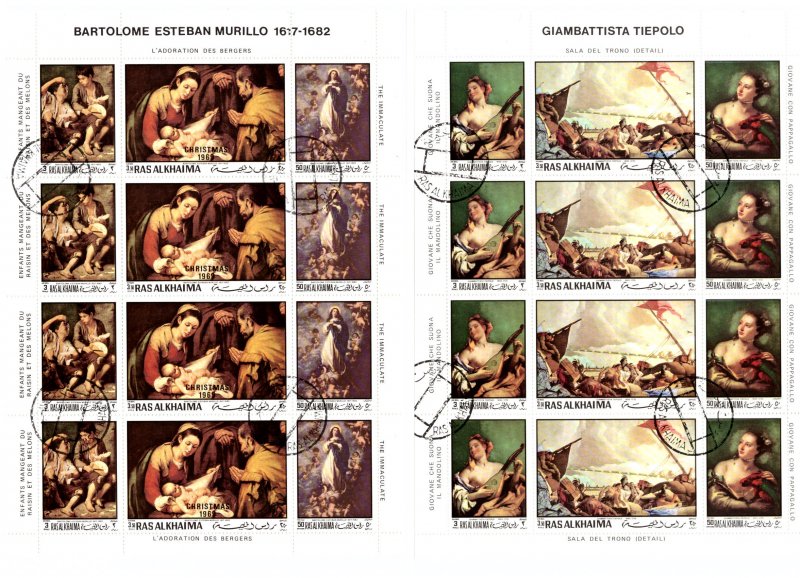 Ras Al Khaimah 1969/1970 Christmas Plate Blocks [CTO / NH]