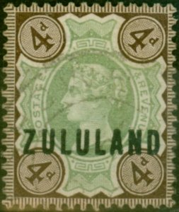 Zululand 1888 4d Green & Deep Brown SG6 Good Used (2)