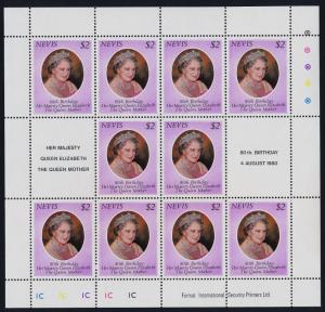 Nevis 113 Sheet 1C MNH Queen Mother 80th Birthday