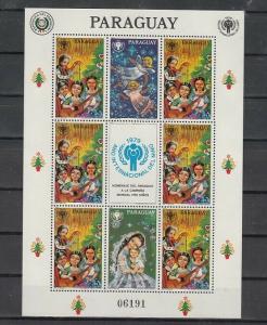 Paraguay, Scott cat. 2029. Int`l Year of Child, Christmas & Musicians sheet.