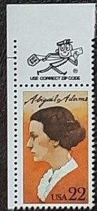 US Scott # 2146; 22c Abigail Adams  from 1985; MNH, og;  VF;