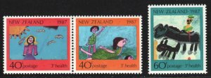 New Zealand #B127-29 ~ Cplt Set of 3 ~ Childrens Paintings ~ Unused, LHM  (1987)