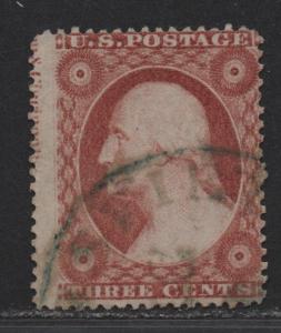 $US Sc#26 used, fine, green cancel, imprint copy, Cv. $160