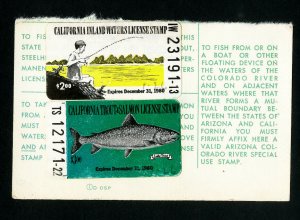 US California Stamps VF Trout and Salmon and Island Waters licenses 1980