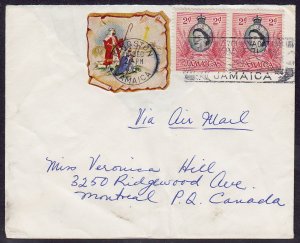 Jamaica - Scott  #161 - used pair on 1956 cover to Canada