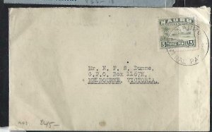 NAURU COVER (P0112B)  1947  3D BOAT SINGLE FRANK COVER TO AUSTRALIA   