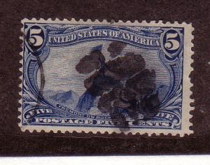 US # 288 5c Trans-Mississippi, blue, (U) CAT. $22.50