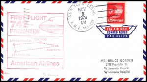 US American Airlines 747 Freighter San Francisco 1974 First Flight Cover