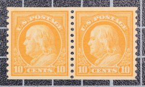 Scott 497 - 10 Cents Franklin - MNH - Coil Pair PSE Cert Grade 90 SCV $160.00