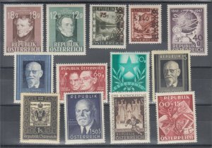 Austria Sc 490//B268 MNH. 1947-1954 issues, 12 cplt sets