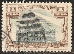 MEXICO 513, $1Peso VERACRUZ LIGHTHOUSE. USED. F-VF.  (366)