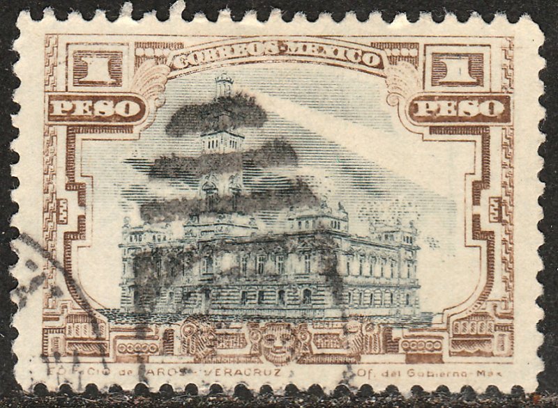 MEXICO 513, $1Peso VERACRUZ LIGHTHOUSE. USED. F-VF.  (366)