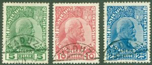 LIECHTENSTEIN 1-3 USED (RL) 5170 CV $90.00 BIN $24.00