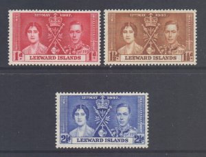 Leeward Is Scott 100/102 - SG92/94, 1937 Coronation Set MH*