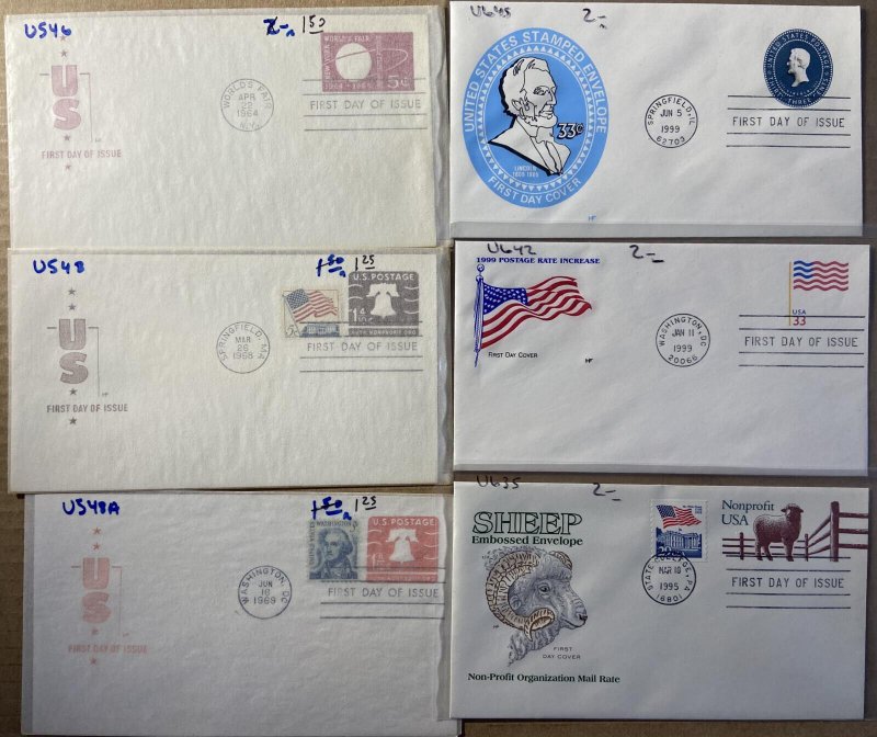 Farnam BIG COLLECTION 46 ALL DIFFERENT POSTAL STATIONERY EMBOSSED ENVELOPES FDCs