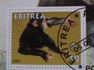 ERITREA-2001 LOVELY MONKEY IMPERF -CTO VERY FINE WITH FANCY 1ST DAY  CANCEL