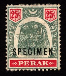 Perak #54 25c 1896 Specimen Mint/Unused without Gum, Scarce