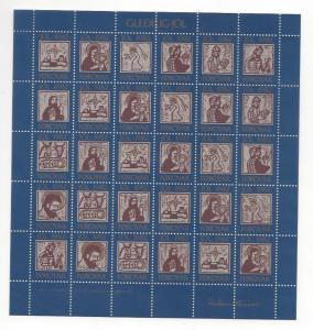 FAROE ISLANDS 1982 Complete Christmas Seals Sheet of 30 WOOD CARVINGS MNH