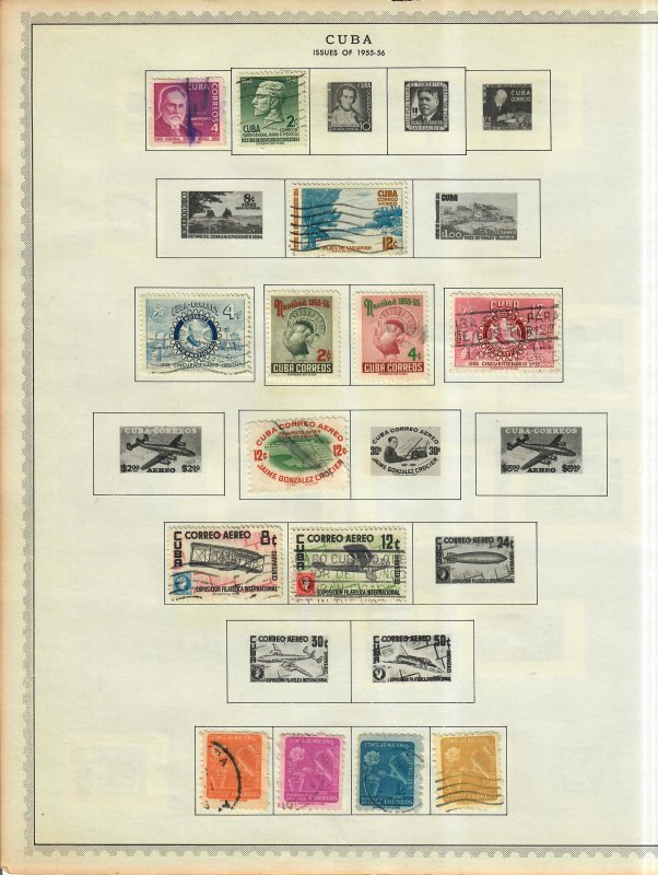 Cuba Stamp Collection On Album Pages Mixed Condition Lot