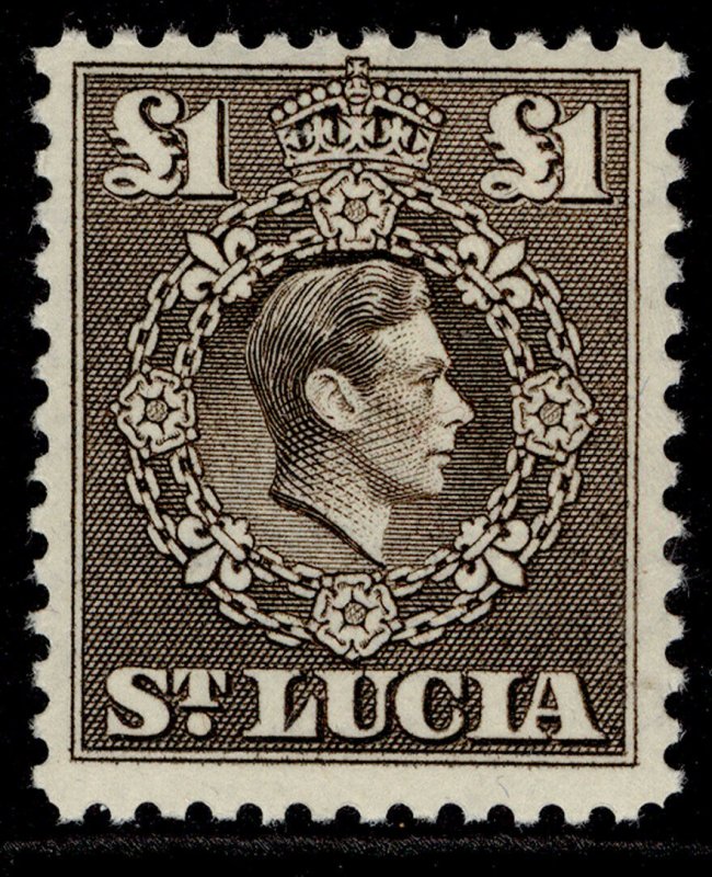 ST. LUCIA GVI SG141, £1 sepia, M MINT. Cat £16.