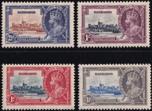 Sc# 186 / 189 Barbados 1935 KGV Silver Jubilee complete set MLMH CV $30 Set #2