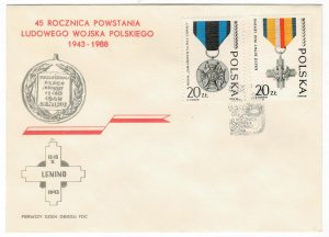 Poland 1988 FDC Stamps Scott 2869-2870 Medals Second World War II