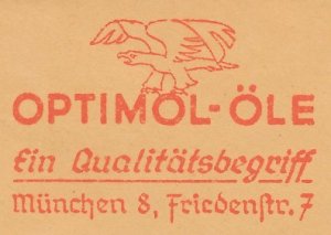Meter cover Germany 1957 Bird - Eagle - Oil