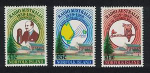 Norfolk Bird 50th Anniversary of Radio Australia 3v SG#474-476 SC#466-468