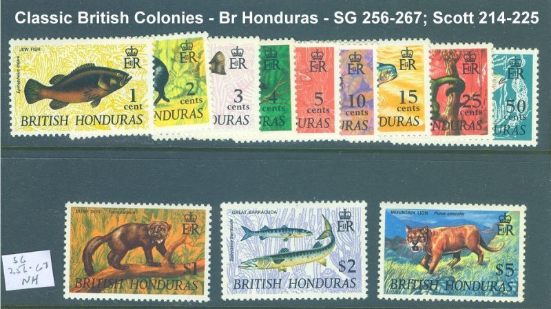 British Honduras Scott 214-225; SG 256-267 - Unused NH