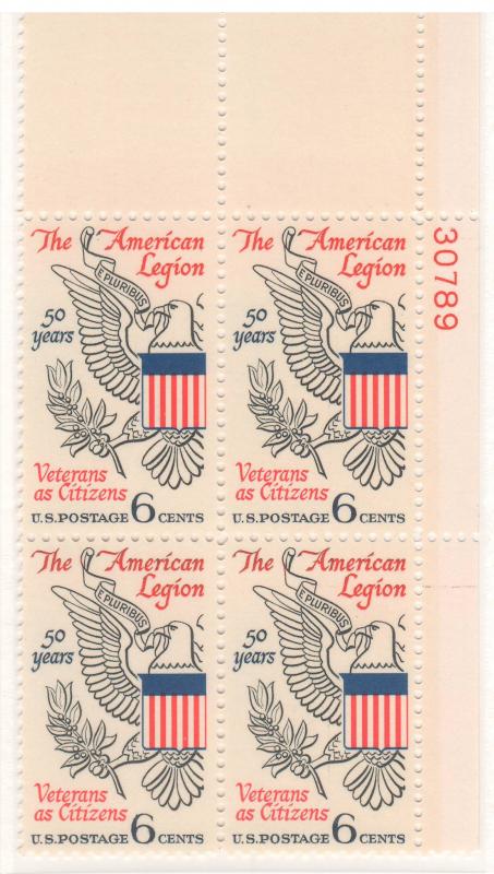 1369: American Legion - Plate Block - MNH - 30789-UR