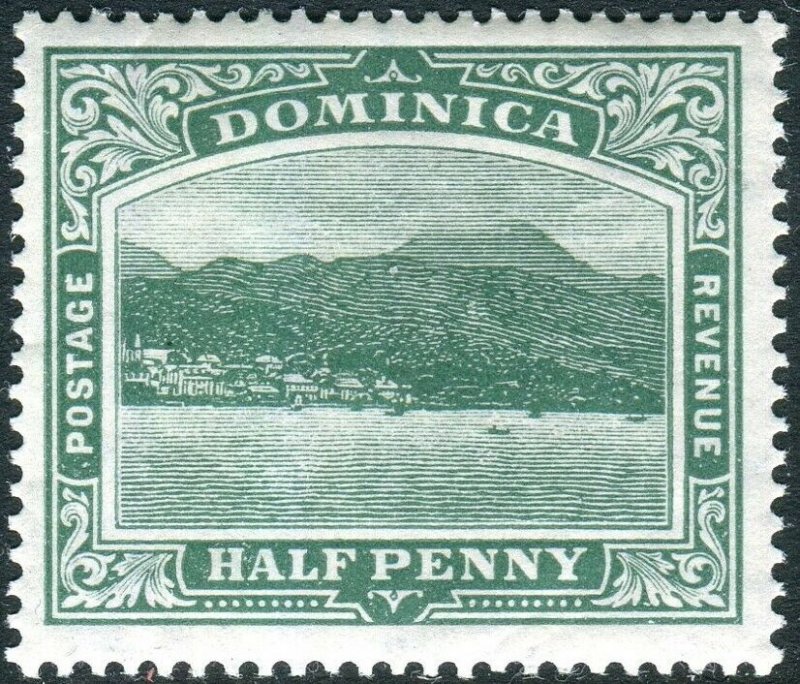 DOMINICA-1907-8 ½d Green WATERMARK SIDEWAYS/REVERSED.  An unmounted Sg 37x