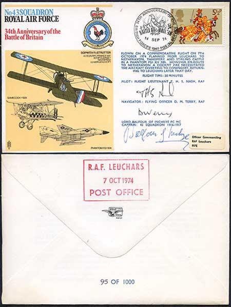 RAF27c No.43 Squadron RAF Signed by Crew and Lord Balfour (A)