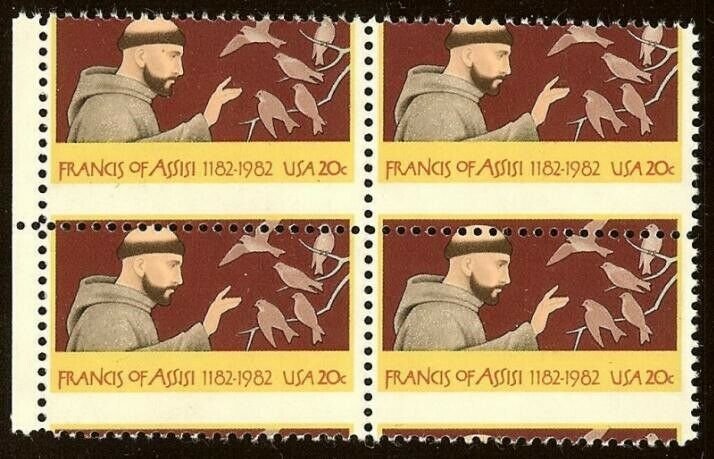 2023 - Misperf Error / EFO Block of 4 Francis of Assisi St. Francis Mint NH