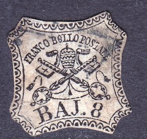 Italy - Roman States - Papal - 1852 - VFU - Cut to shape - #9 - CV$45.00