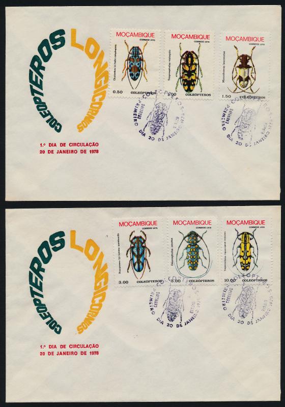 Mozambique 579-84 on FDC's - Insects, Beetles