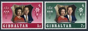 Gibraltar 292-293 two sets, MNH. Michel 295-296. QE II Silver Wedding, 1972.