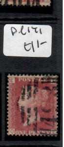 GREAT BRITAIN QV 1D RED PERF SC 33  SG 43 PLATE 141   VFU   PPP0612H
