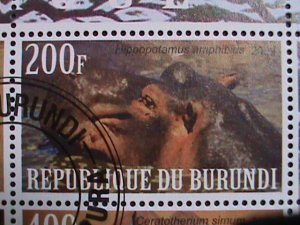 BURUNDI-2009- AFRICA ENDANGER WILD ANIMALS- CTO SHEET VERY FINE-