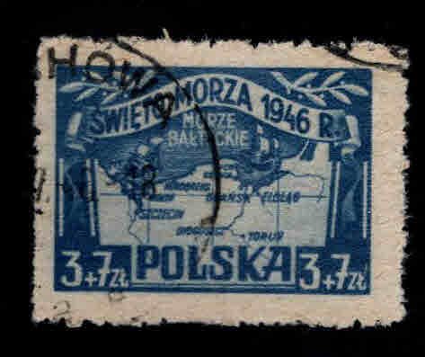 Poland Scott B47 Used semi postal map stamp