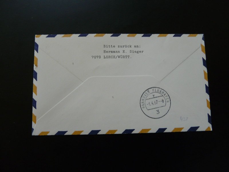 first flight cover Hamburg Hannover Boeing 727 Lufthansa 1967